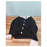 Sidefeel Cardigan Sweaters for Women Trendy Long Sleeve Crewneck Cropped Cardigans Chunky Knit Fall Outfits Contrast Sweaters Black M