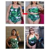 ADOME HIgh Waist Swimsuits for Women Plus Size Swimsuit Tummy Control Bikini Swimwear Green, XXL