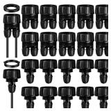 Glooglitter 20 PCS 3/4 to 1/4 Inch Drip Irrigation Tubing Connectors Drip Irrigation Hose Connectors Garden Hose Adapter with Washers 3/4 US Standard Thread Drip System Parts, Lock Barbed Design