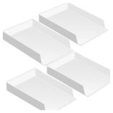 Leelosp 4 Pcs File Organizer for Desk White Letter Tray Desk Organizer Stackable Plastic Paper Organizer 12.8 x 9.45 x 1.97 inches Paper Tray Paper Holder for Office Desktop Paper File Magazine Mail