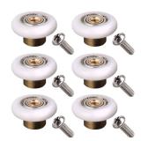 LWCUSNJ 6 pcs Shower Door Rollers Wheels, Bathroom Glass Door Replacement Part Runner Sliding Shower Door Roller Wheel-Roller (27mm)