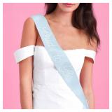 xo, Fetti Bachelorette Blue Pearl Bride to Be Sash | Bach Party Decorations, Engagement Supplies, Something Blue Bridal Shower Gift, Bridesmaid Favors