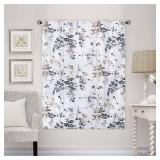 H.VERSAILTEX Blackout Tie Up Curtain - Thermal Insulated Balloon Curtain for Small Window Adjustable Kitchen Tie Up Curtain (Rod Pocket Panel, 42" W x 63" L, Floral Pattern in Bluestone and Taupe)