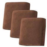 H.VERSAILTEX Velvet Stretch Couch Cushion Cover Plush Cushion Slipcover for Sofa Cushion Furniture Protector Seat Cushion Sofa Cover (3 Piece Sofa Cushion Covers, Caramel)