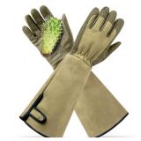 Yionaiyi Professional Rose Pruning Thorn Proof Gardening Gloves with Long Forearm Protection for Men and Women (1 Pair) (green, Medium)