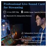 Sound Mixer Board, LED Light Voice Changer Sound Card with Multiple Sound Effects - Live Sound Card