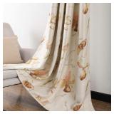 Leeva 2 Panels Room Darkening Heavy Curtains for Bedroom, Elegant Brown Floral Print Window Curtain and Drapes for Nursery and Office, 52x84 in