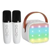 YLL Mini Karaoke Machine for Kids Adults, Portable Bluetooth Speaker with 2 Wireless Microphones,Toys Birthday Gifts for Girls 4, 5, 6, 7, 8, 9, 10, 11, 12+ Years Old Toddler Teens(White)