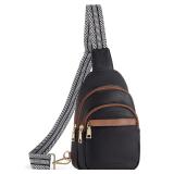 BOSTANTEN Small Sling Bag for Women Leather Crossbody Bags Fanny Pack Chest Bag for Travel, Black