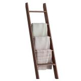 VASAGLE Blanket Ladder Decorative Farmhouse for The Living Room, 5-Tier Ladder Shelf, Ladder Rack for Storage and Decor, Maroon Brown ULLS018T51