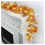 Fall Decor, 6FT Fall Garland with Lights, Artificial Fall Decorations for Home Thanksgiving Decorations Festivals Indoor and Outdoor Decorations-1Pcs