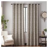 jinchan Grey Curtains for Living Room, Room Darkening Curtains 84 Inch Length 2 Panels Set, Linen Textured Medallion Drapes for Bedroom, Damask Pattern Vintage Window Treatments, Grommet Top Gray