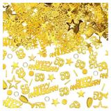 3000 Pieces 50th Anniversary Confetti, 50th Wedding Anniversary Decorations, Glitter Gold Table Confetti for Anniversary Birthday Party Supplies