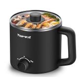 Topwit Hot Pot Electric, Electric Pot, 1.6L Ramen Cooker, Multifunctional Electric Cooker for Pasta, Shabu-Shabu, Oatmeal, Soup and Egg with Over-Heating Protection, Boil Dry Protection, Black