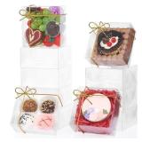 100pcs 4x4x2 Inch Clear Pastry Gift Boxes Bakery Boxes Cookies Boxes Soap Boxes Dount Boxes Chocolate Covered Strawberries Boxes Truffle Boxes Browine Cake Boxes Treat Boxes for Party Favors Wedding