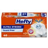 Hefty Ultra Strong Tall Kitchen Trash Bags, Unscented, 13 Gallon (Pack of 1, 40 Count Total)