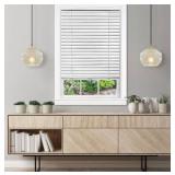 Cordless Room Darkening Venetian Blind - 35 Inch Width, 64 Inch Length, 2" Vinyl Slat Size - White - GII Luna Light Filtering Horizontal Mini Windows Blinds for Interior by Achim Home Decor