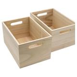 Sorbus Unfinished Wood Crates - Organizer Bins, Wooden Box for Pantry Organizer Storage, Closet, Arts & Crafts, Cabinet Organizers, Containers for Organizing (2 Pack)