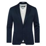 Mens Lightweight Notch Lapels Sport Coats Regular Fit Unlined Knit Blazer Jacket Navy Blue XL