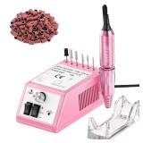 Subay Professional Finger Toe Nail Care Electric Nail Drill Machine Manicure Pedicure Kit Electric Nail Art File Drill with 1 Pack of Sanding Bands (Pink)