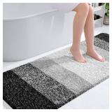 OLANLY Bathroom Rug Mat 59x24, Extra Soft and Absorbent Microfiber Bath Rugs, Non-Slip Plush Shaggy Bath Carpet Runner, Machine Wash Dry, Bath Mats for Bathroom Floor, Tub and Shower, Black