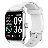 Woneligo Smart Watch for Women with Text and Call,Alexa Built-in,[24H Heart Rate Sleep Blood Oxygen Monitor],5ATM Waterproof,100 Sports Modes 1.8" Mens Watches for iOS&Android Birthday Gifts White