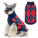 KOOLTAIL Small Dog Sweater, Knit Turtleneck Cold Weather Dog Sweaters for Medium Large Dogs, Soft Diamond Plaid Pullover Knitwear Dog Winter Warm Clothes, Pet Coat Puppy Sweater for Girls Boys S