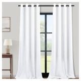 KOUFALL Extra Long White Curtains 120 Inches Long for Living Room,Window Treatments Coverings Drapes Room Darkening 80% Blackout Draperies,52 by 120 Inch Length