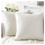 OTOSTAR Linen Throw Pillow Covers Set of 2 Decorative Square Pillowcases Cushion Covers 20x20 Inch for Home Decor Sofa Bedroom Car 50 x 50CM Beige