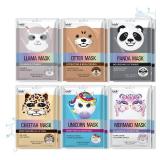 Epielle Character Sheet Masks | Animal Spa Mask, 6-Pack | For All Skin Types | Ideal Spa Gifts, Birthday Party Favors, Girls