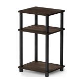 Furinno Just 3-Tier Turn-N-Tube End Table 1-Pack Columbia Walnut/Black