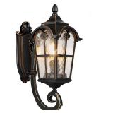 PARTPHONER Outdoor Wall Light Fixtures Black Roman 17.71" H Exterior Wall Lantern Waterproof Sconce Porch Lights Wall Mount with Water Glass Shade for House