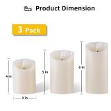 AKU TONPA Flameless Candles Battery Operated Pillar Real Wax Electric LED Flashing Candle Sets with Remote Control Cycling 24 Hours Timer, 4" 5" 6" Pack of 3 (Ivory)