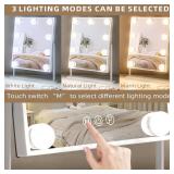 Hansong Vanity Mirror with Lights Lighted Makeup Mirror with 9 LED Bulbs Plug in Light Up Makeup Mirror with Lights 360 Rotation with 10x Magnifying Mirror Tabletop