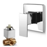 SKOWLL Shower Mixer Valve Single Function Shower Valve Wall Mount Shower Valve Trim Bathroom Shower Mixing Valve, Polished Chrome