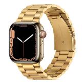 Tasikar Band Compatible with Apple Watch Band 49mm 46mm 45mm 44mm 42mm Premium Stainless Steel Metal Replacement Strap Compatible with Apple Watch Ultra 2 Ultra Series10 9 8 7 6 5 4 3 2 1 SE, Gold