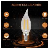 Sailstar E12 LED Candelabra Bulbs Dimmable,60 Watt Equivalent 3000K Warm White Chandelier Light Bulbs,4W Filament Candle LED Bulbs,Flame Tip,500 Lumen,Pack of 6