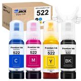 Printers Jack Compatiable Epson T522 Refill Ink Bottle Kit for Epson Supertank ET-2800 ET-4700 ET-4800 ET-2710 ET-2720, ET-2803 Printer, 4 Packs