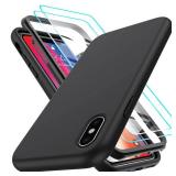 LeYi for iPhone X Case, iPhone 10/X Phone Case with [2 x Tempered Glass Screen Protector] for Women Men, Full-Body Shockproof Soft Liquid Silicone Protective Case Cute for iPhone X/XS, Mint - Retail: 