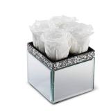 SOHO FLORAL ARTS | Mirrored Vase Pave Accent | Genuine Roses That Last for Years | Forever Roses in a Box (White)