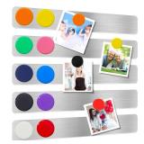 Magnetic Bulletin Strips 5PCS Self Adhesive Frameless Stainless Iron Bulletin Board Bar with 10 Magnetic Buttons for Memo Photo Notes Office School Home