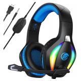 Fachixyã2024 NewãFC100 Gaming Headset with Microphone for PS4/PS5/PC/Xbox/Nintendo Switch, Xbox One Headset with RGB Light, Computer Headset with Mic