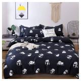 DIADIR Kids Black Printed Cartoon Panda Beddings Cute Animal Pattern Teens bedlinings 1 Duvet Cover Sets and 2 Pillowcases (Panda, Twin)