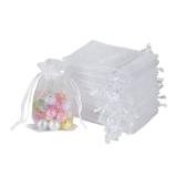 YQL Mini Organza Bags,100PCS 2x3 Inch White Organza Jewelry Pouches Mini Mesh Bags Organza Drawstring Bags Wedding Party Christmas Gift Candy Bag