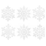 XmasExp 100mm/4inch Mini Glitter Snowflake Ornaments Set Christmas Tree Hanging Plastic Decoration for Xmas Party Wedding Anniversary Window Door Home Accessories (30pcs,White)