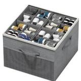 Grey Shoe Organizer Box With 16 Slots (stock photo approximate - brand unknown)