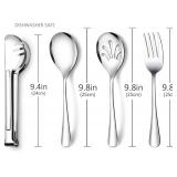 Serving sets - 10" Spoons, 10" Slotted Spoons, 10" Forks and 9" Tongs by Teivio (Silver, 12 - Pieces)