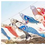 Boao 10 Pieces Japanese Carp Windsock Fish Flag Kite 15.7 Inch Japanese Hanging Windsocks for Garden Backyard Home Outdoor Sushi Bar Restaurant Decoration, 10 Colors