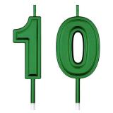 10th birthday candles cake number celebration supplies green