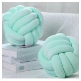 Namalu 2 Pieces Plush Knot Ball Pillows Decorative Round Throw Knotted Pillows Aesthetic Stuffed Pillows for Christmas Holiday Stress Relieving Bed Sofa Bedroom Decoration(7.87 Inches,Light Green)